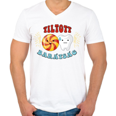 PRINTFASHION Tiltott barátság - Férfi V-nyakú póló - Fehér