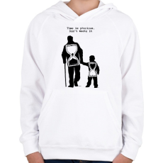 PRINTFASHION Time is precious, don't waste it - Gyerek kapucnis pulóver - Fehér
