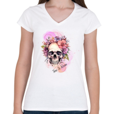 PRINTFASHION Time to bloom - Női V-nyakú póló - Fehér