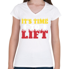 PRINTFASHION Time to lift - Női V-nyakú póló - Fehér női póló