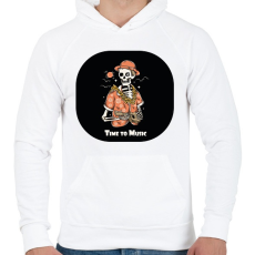 PRINTFASHION Time to Music - Gitáros csontváz - Férfi kapucnis pulóver - Fehér