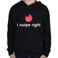 PRINTFASHION Tinder: I Swipe Right - Gyerek kapucnis pulóver - Fekete gyerek pulóver, kardigán