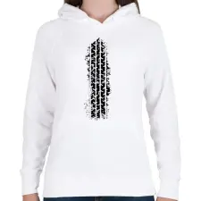 PRINTFASHION Tire Tread skid - Női kapucnis pulóver - Fehér női pulóver, kardigán