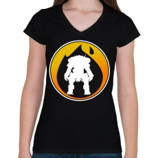 PRINTFASHION Titanfall - Női V-nyakú póló - Fekete