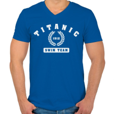 PRINTFASHION titanic-swim-team-white - Férfi V-nyakú póló - Királykék férfi póló