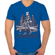 PRINTFASHION Titkos - Férfi V-nyakú póló - Királykék férfi póló