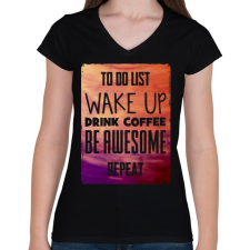 PRINTFASHION To do list - Női V-nyakú póló - Fekete női póló