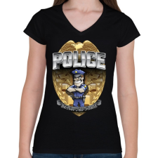 PRINTFASHION To serve and protect - Női V-nyakú póló - Fekete női póló