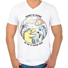 PRINTFASHION Today is going to be  - Férfi V-nyakú póló - Fehér férfi póló