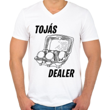 PRINTFASHION Tojás dealer - Férfi V-nyakú póló - Fehér férfi póló