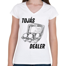 PRINTFASHION Tojás dealer - Női V-nyakú póló - Fehér