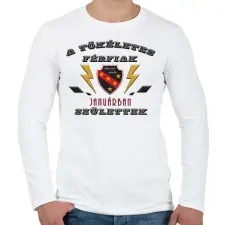 PRINTFASHION Tökéletes férfi január - Férfi hosszú ujjú póló - Fehér férfi póló