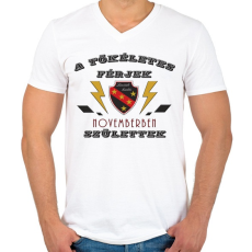 PRINTFASHION Tökéletes férjek november - Férfi V-nyakú póló - Fehér