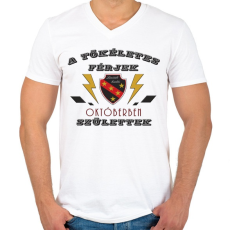 PRINTFASHION Tökéletes férjek október - Férfi V-nyakú póló - Fehér