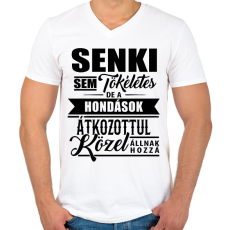 PRINTFASHION Tökéletes Hondások - Férfi V-nyakú póló - Fehér