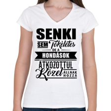 PRINTFASHION Tökéletes Hondások - Női V-nyakú póló - Fehér női póló
