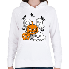 PRINTFASHION Tökös szellemek - Női kapucnis pulóver - Fehér női pulóver, kardigán