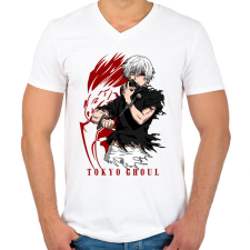 PRINTFASHION Tokyo Ghoul - Férfi V-nyakú póló - Fehér férfi póló