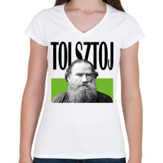 PRINTFASHION Tolsztoj - Önarckép - Női V-nyakú póló - Fehér