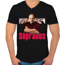PRINTFASHION Tony Soprano - Férfi V-nyakú póló - Fekete férfi póló
