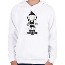 PRINTFASHION Toona Fish - Fortnite Season 8 - Gyerek kapucnis pulóver - Fehér gyerek pulóver, kardigán