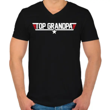 PRINTFASHION Top Grandpa - Férfi V-nyakú póló - Fekete férfi póló