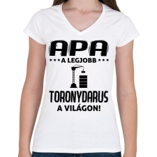 PRINTFASHION Toronydarus apa - Női V-nyakú póló - Fehér női póló