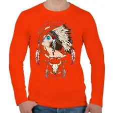 PRINTFASHION Törzsfőnök - Férfi hosszú ujjú póló - Narancs férfi póló