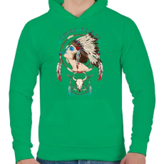 PRINTFASHION Törzsfőnök - Férfi kapucnis pulóver - Zöld