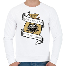 PRINTFASHION Toss a coin to your Witcher - Férfi pulóver - Fehér