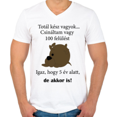 PRINTFASHION Totál kész vagyok - Férfi V-nyakú póló - Fehér