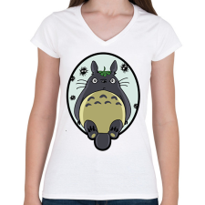 PRINTFASHION Totoro - Női V-nyakú póló - Fehér női póló