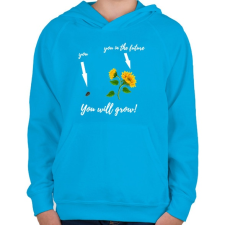 PRINTFASHION Tovább fogsz fejlődni - Gyerek kapucnis pulóver - Azúrkék gyerek pulóver, kardigán