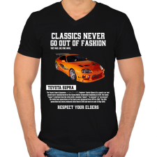 PRINTFASHION Toyota Supra - Férfi V-nyakú póló - Fekete férfi póló