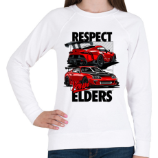 PRINTFASHION TOYOTA SUPRA MK4 vs MK5 RESPECT YOUR ELDERS - Női pulóver - Fehér