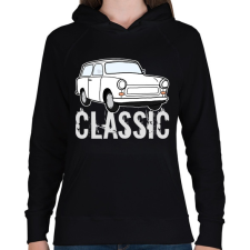 PRINTFASHION Trabant - Női kapucnis pulóver - Fekete női pulóver, kardigán