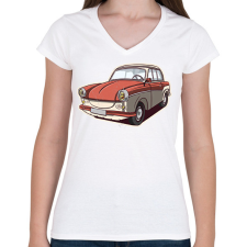PRINTFASHION Trabant - Női V-nyakú póló - Fehér női póló