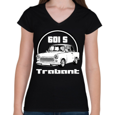 PRINTFASHION trabant - Női V-nyakú póló - Fekete női póló