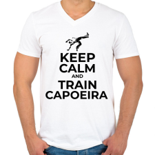 PRINTFASHION TRAIN CAPOEIRA - Férfi V-nyakú póló - Fehér férfi póló