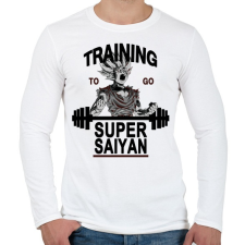 PRINTFASHION Training To Go Super Saiyan - Férfi hosszú ujjú póló - Fehér férfi póló
