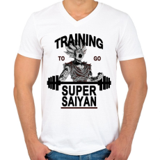 PRINTFASHION Training To Go Super Saiyan - Férfi V-nyakú póló - Fehér