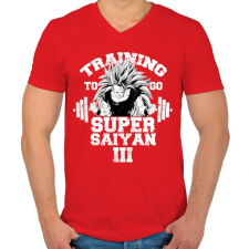 PRINTFASHION Training to go super saiyan - Férfi V-nyakú póló - Piros férfi póló