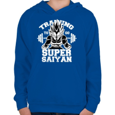PRINTFASHION Training to super saiyan - Gyerek kapucnis pulóver - Királykék gyerek pulóver, kardigán