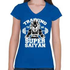 PRINTFASHION Training to super saiyan - Női V-nyakú póló - Királykék