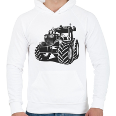 PRINTFASHION Traktor - Fekete-fehér - Férfi kapucnis pulóver - Fehér