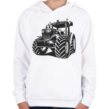 PRINTFASHION Traktor - Fekete-fehér - Gyerek kapucnis pulóver - Fehér gyerek pulóver, kardigán