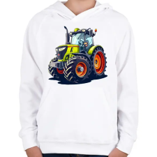 PRINTFASHION Traktor  - Gyerek kapucnis pulóver - Fehér gyerek pulóver, kardigán