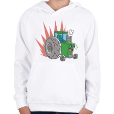 PRINTFASHION Traktor - Gyerek kapucnis pulóver - Fehér gyerek pulóver, kardigán