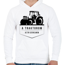 PRINTFASHION Traktor love - Férfi kapucnis pulóver - Fehér férfi pulóver, kardigán