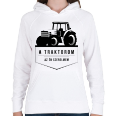 PRINTFASHION Traktor love - Női kapucnis pulóver - Fehér